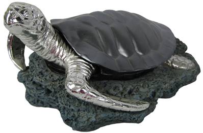 Tortue marine gris métal sur socle